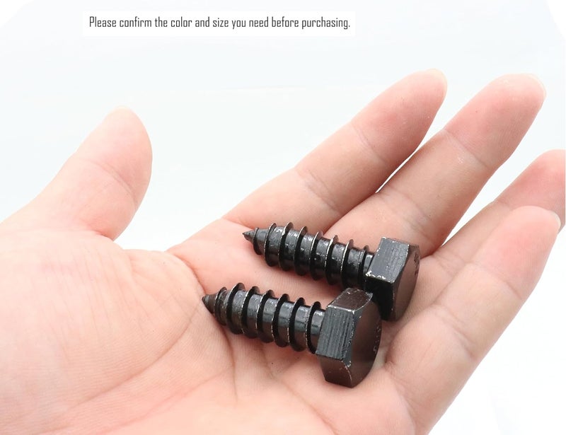 LBY 10pcs 1/2" x 1-1/2" Lag Screws, Hex Head Lag Screws Bolts, Wood Screws, 304 Stainless Steel, (Black) - Image 2